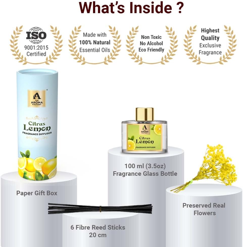 The Aroma Factory Citrus Lemon Reed Diffuser Set