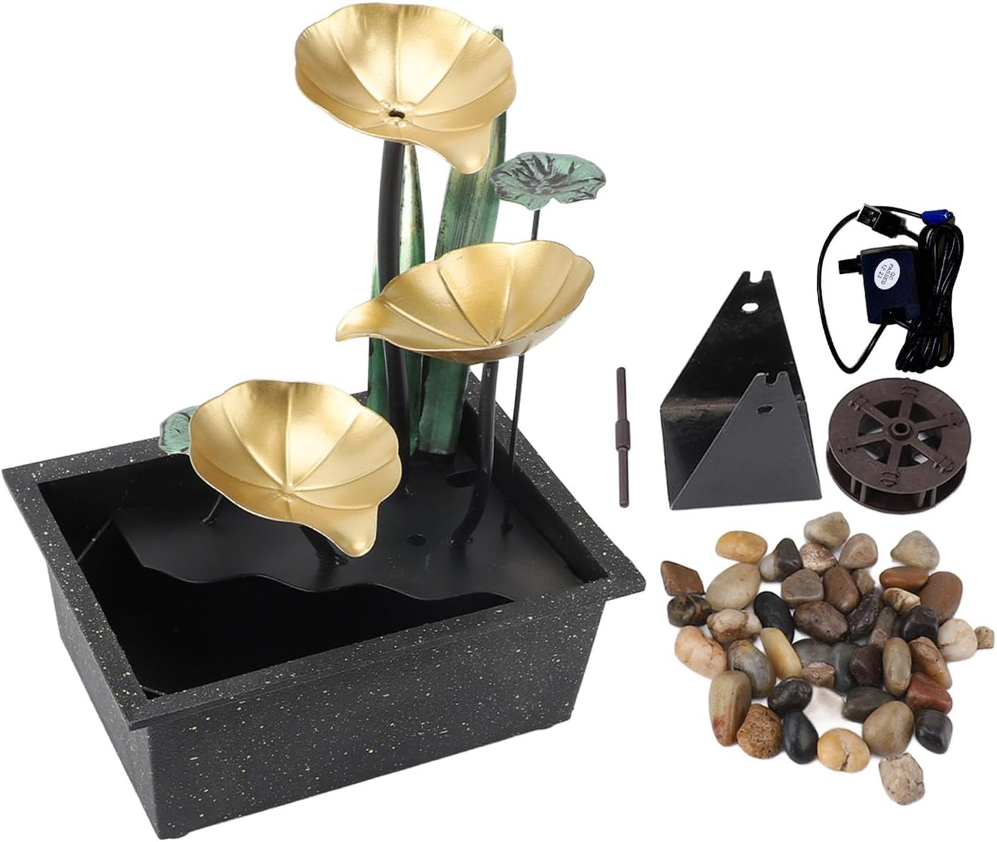 USB Tabletop Water Fountain with Adjustable LED Light