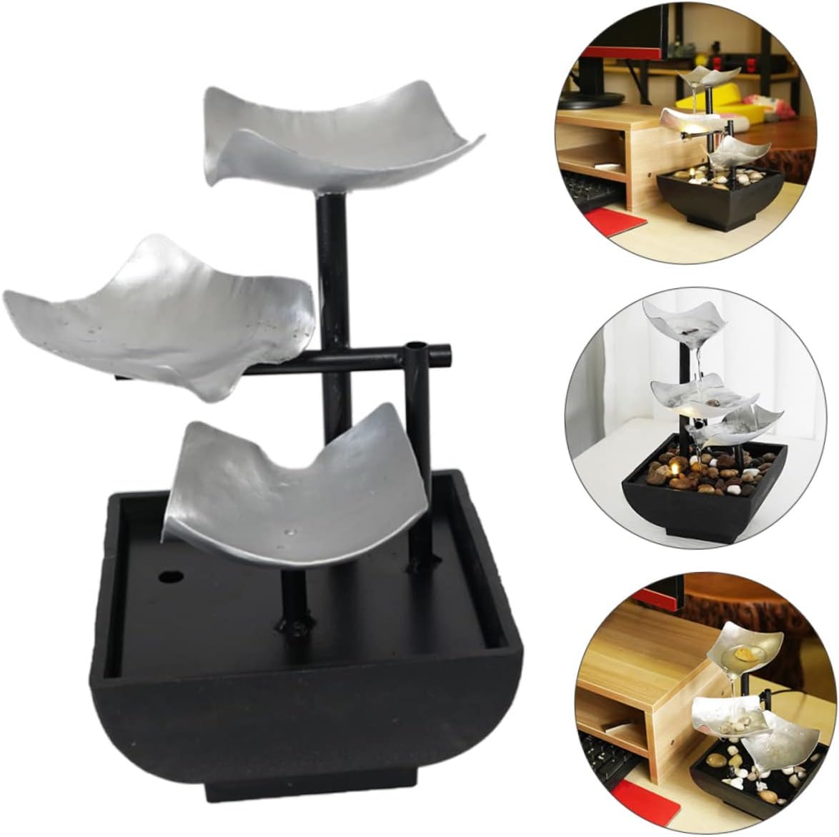 Alipis Solar Water Fountain Tabletop Waterfall Decor