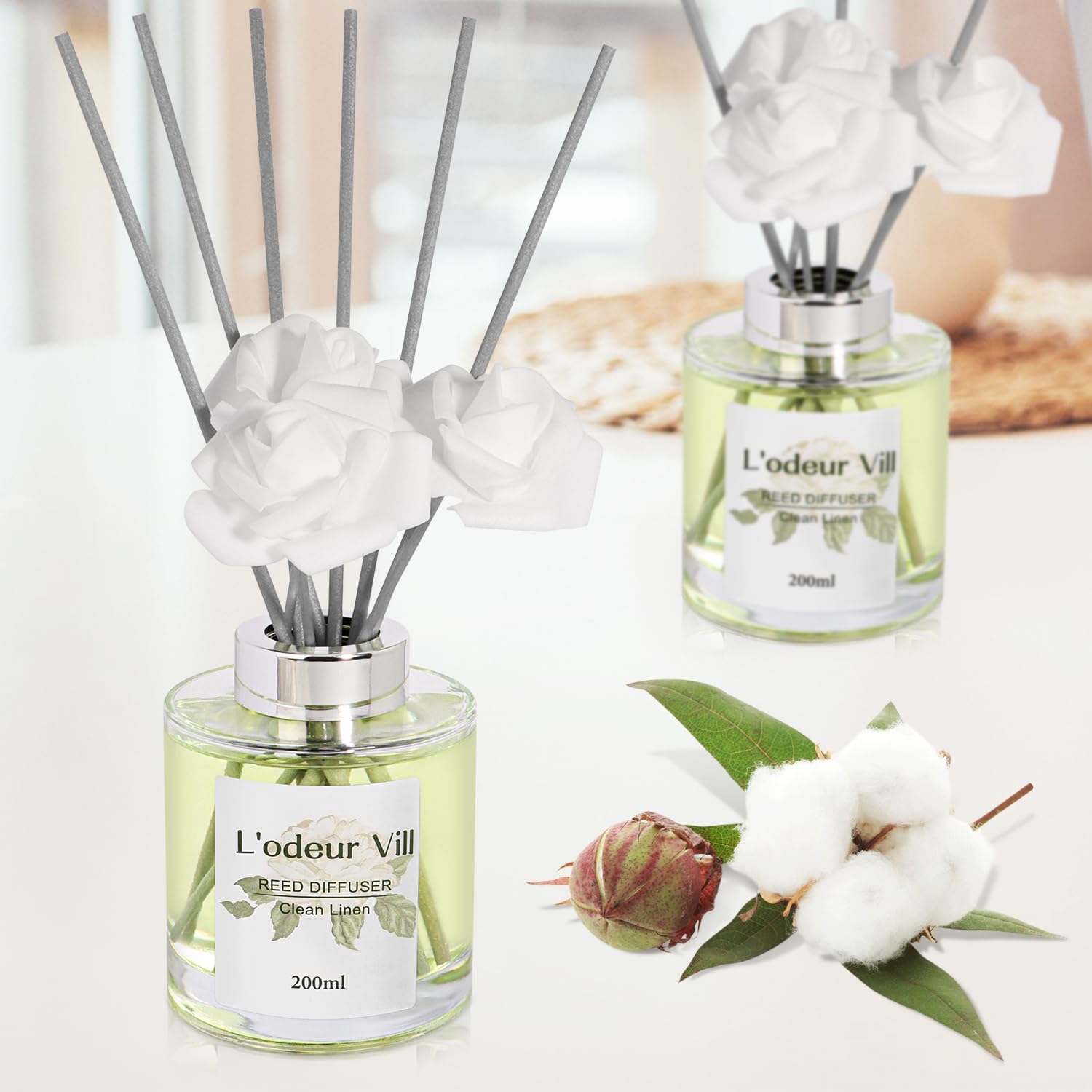 Lodeur Vill Reed Diffuser Set 67 oz Clean Linen Scent