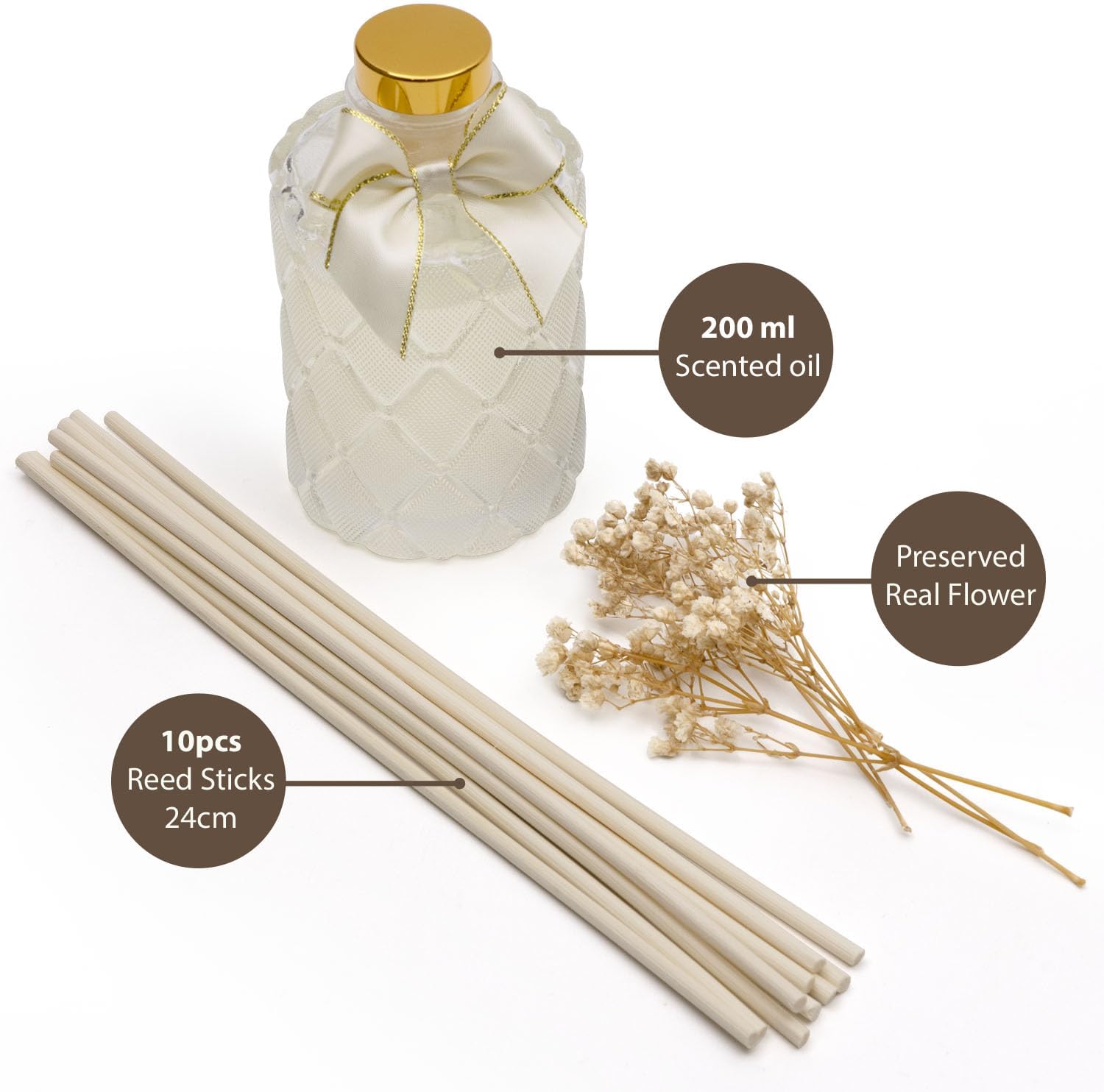 UCC Premium Reed Diffuser Set with Preserved Flower Sticks