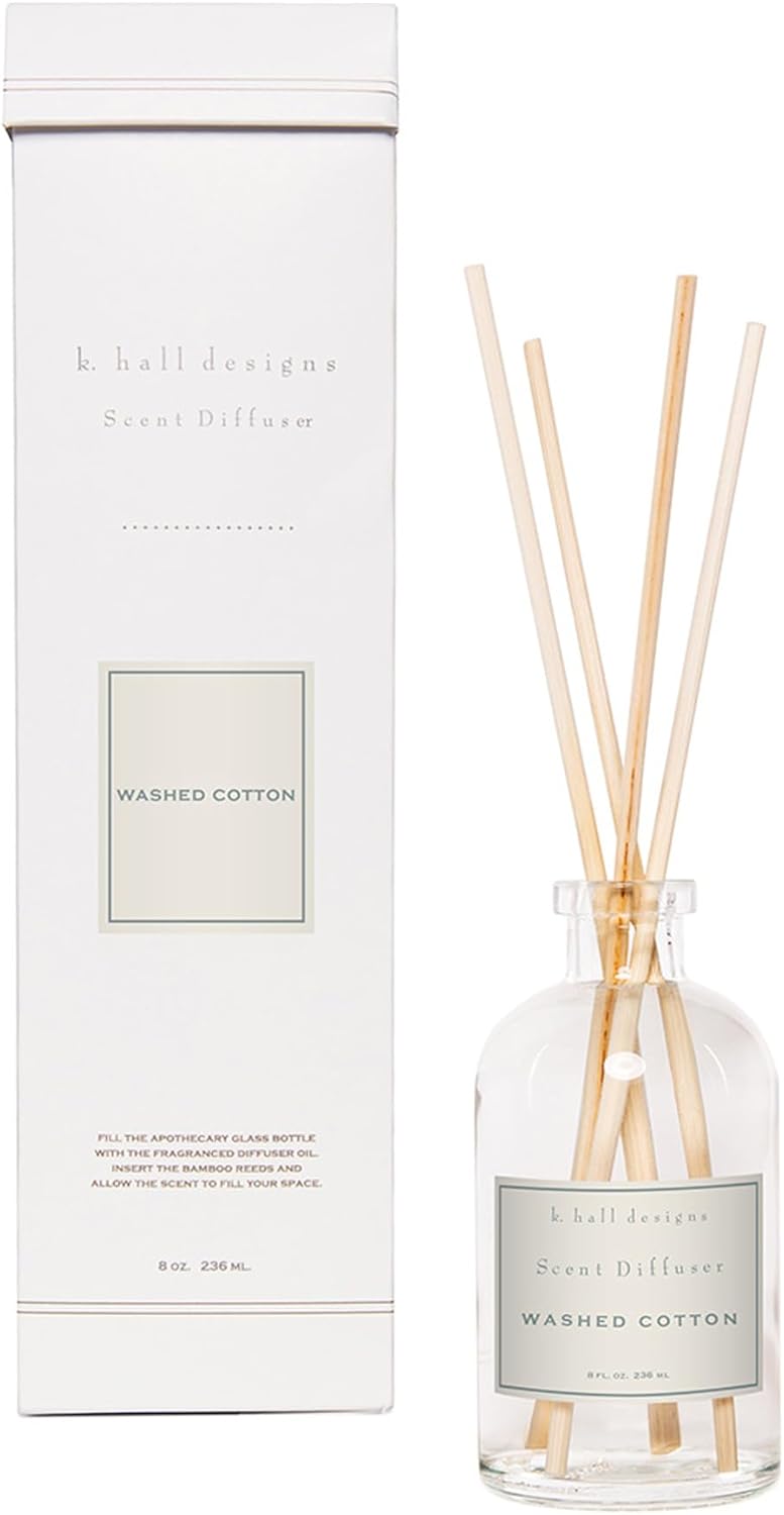 K Hall Designs Washed Cotton Reed Diffuser Set