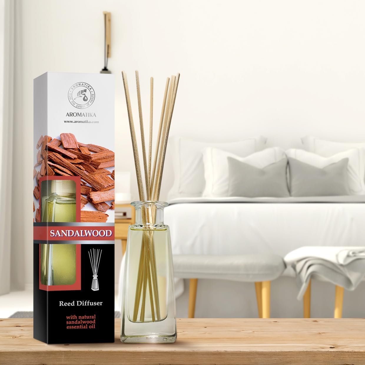 Sandalwood Reed Diffuser 34 Fl Oz - Natural Fragrance Set