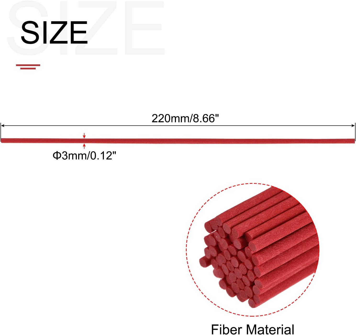 MECCANIXITY Fiber Reed Diffuser Sticks 86 x3mm Red Pack of 50
