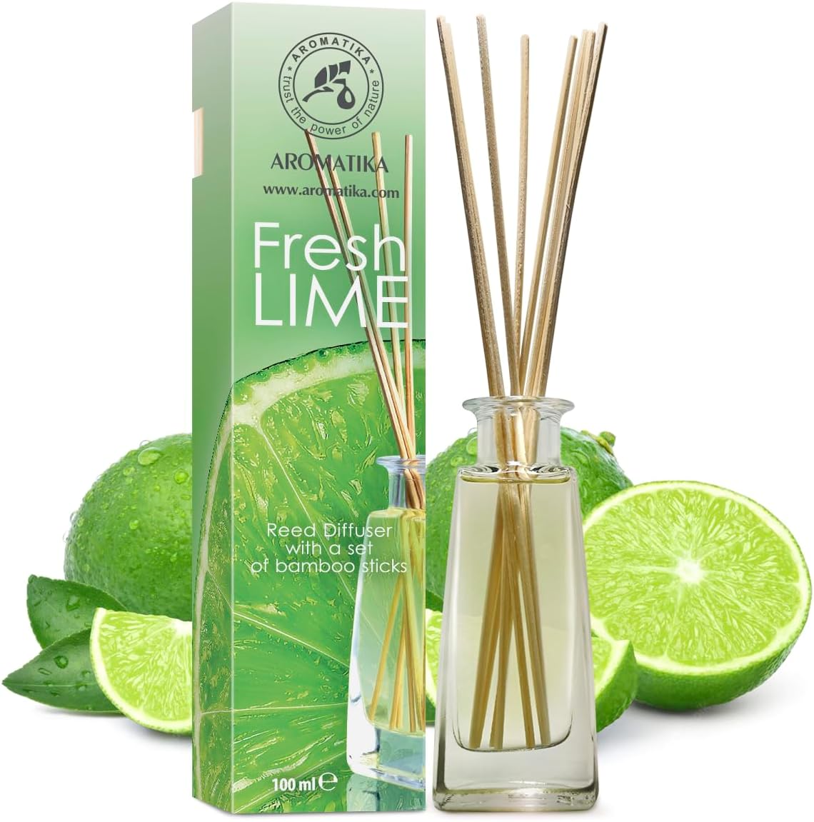 AROMATIKA Lime Reed Diffuser Set 34 Fl Oz