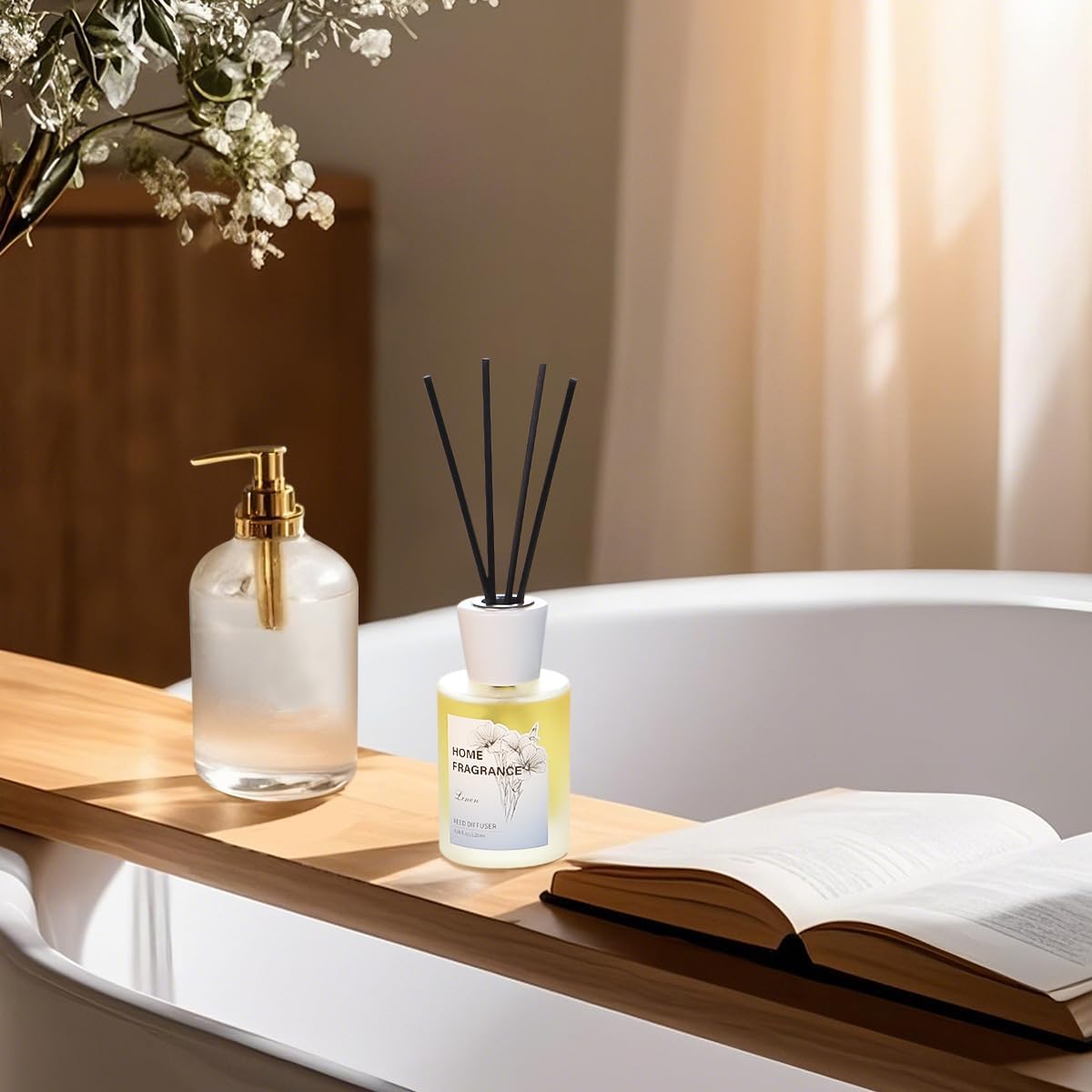 Linen Reed Diffuser Set with 8 Sticks 406oz