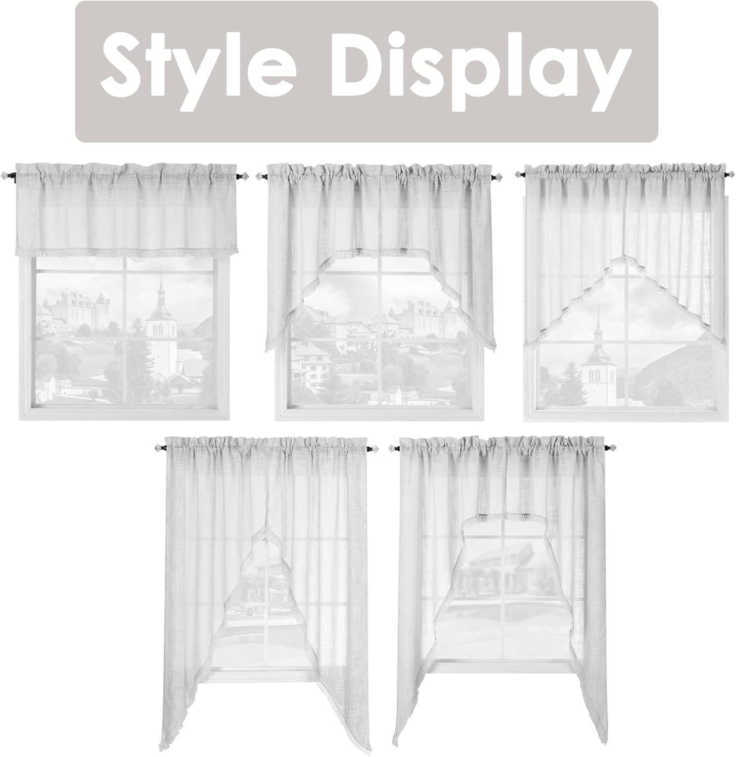 Beda Home Tassel Linen Swag Valance for Farmhouse