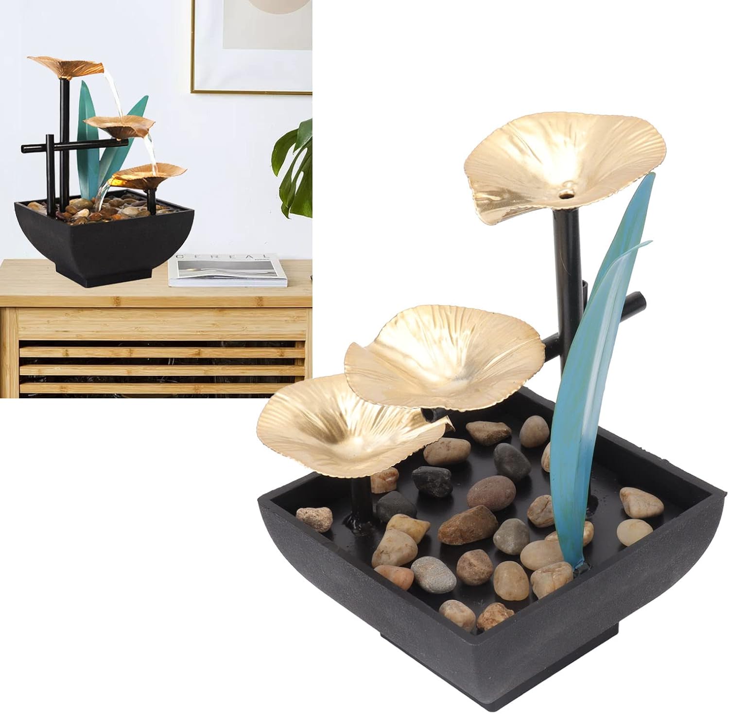 Locadence 5V Tabletop Water Fountain with Pump and Stone Accessories