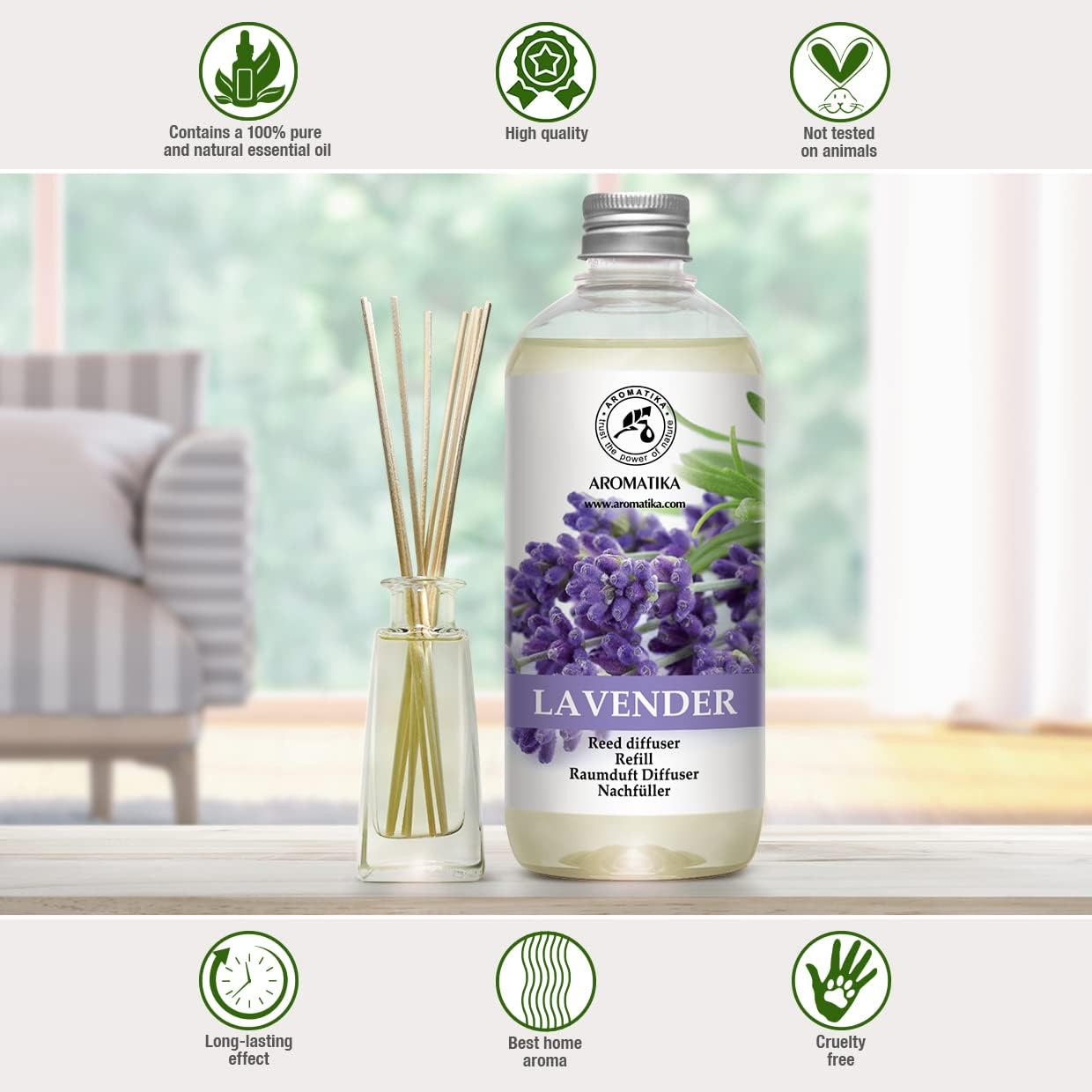 Lavender Reed Diffuser Refill 2 x 500ml Natural Scent
