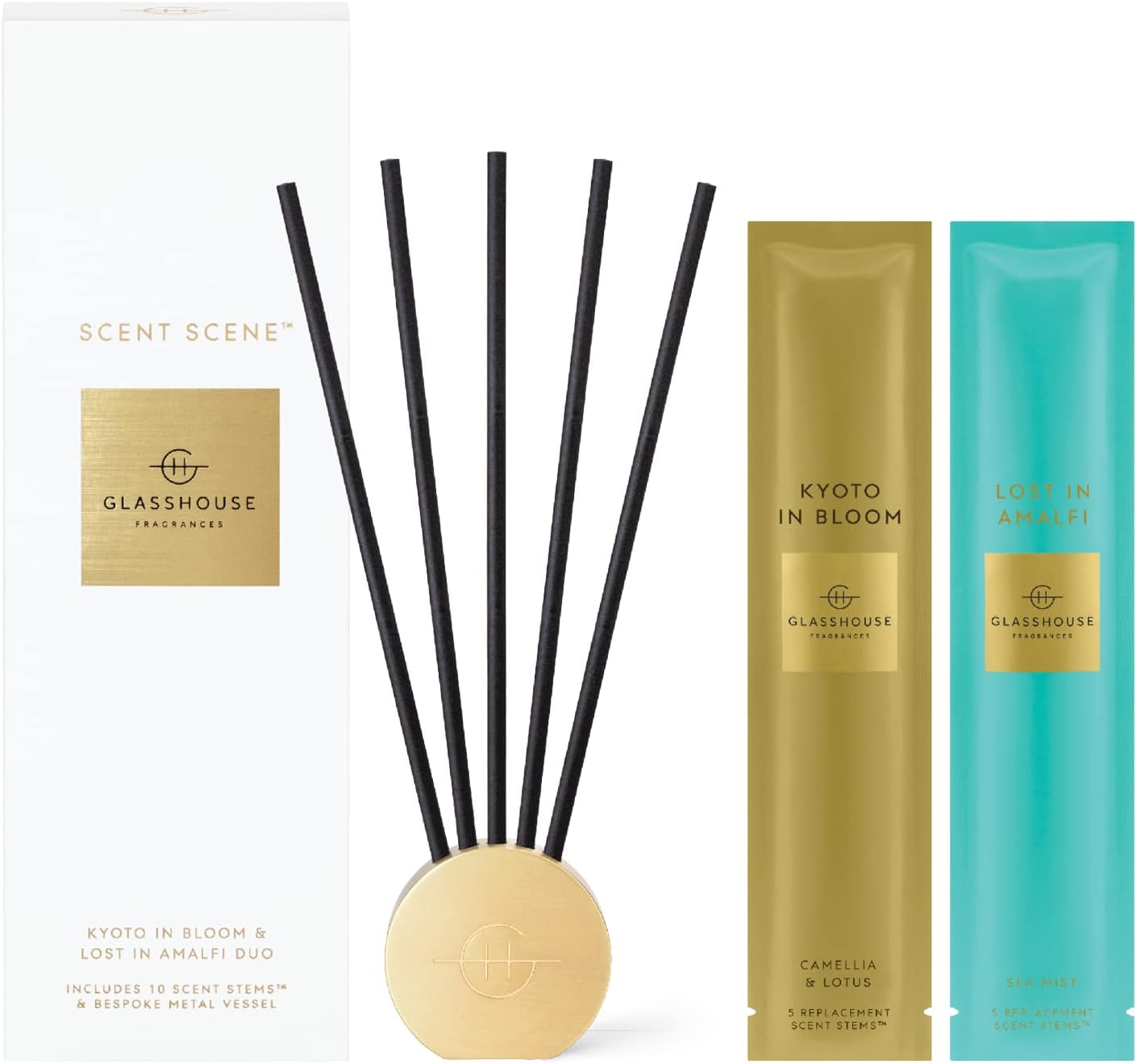 Glasshouse Fragrances Kyoto In Bloom Lost In Amalfi Diffuser Set