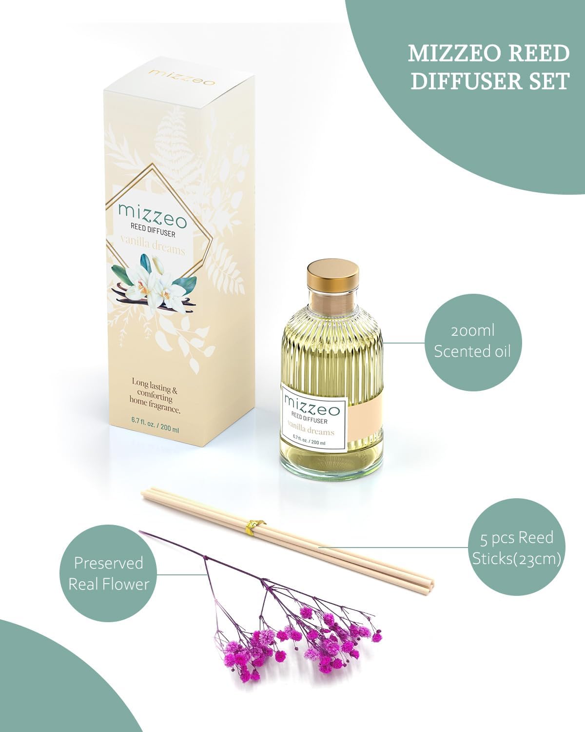 MIZZEO Reed Diffuser Set Vanilla Dreams