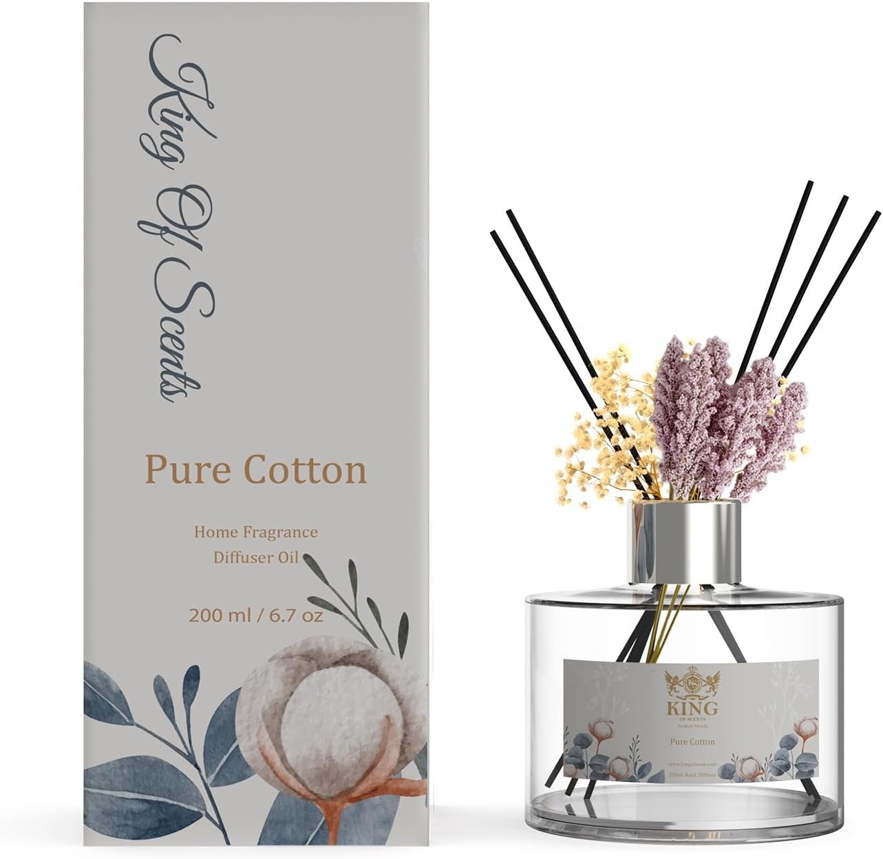 KING OF SCENTS 200ml Pure Cotton Reed Diffuser Set Pack of 3