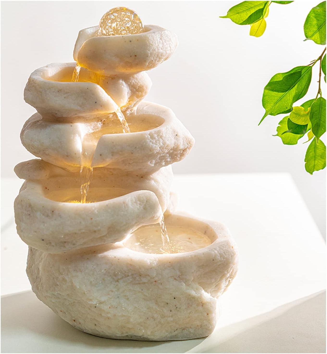 Desktop Fountain with LED Lights and Soothing Waterfall Sound