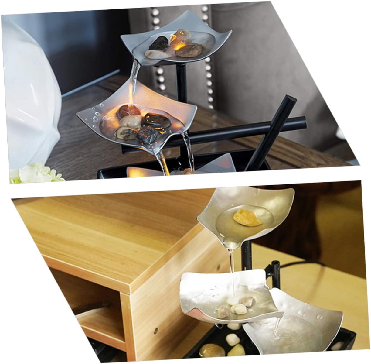 Small Indoor Metal Tabletop Waterfall Fountain Decor
