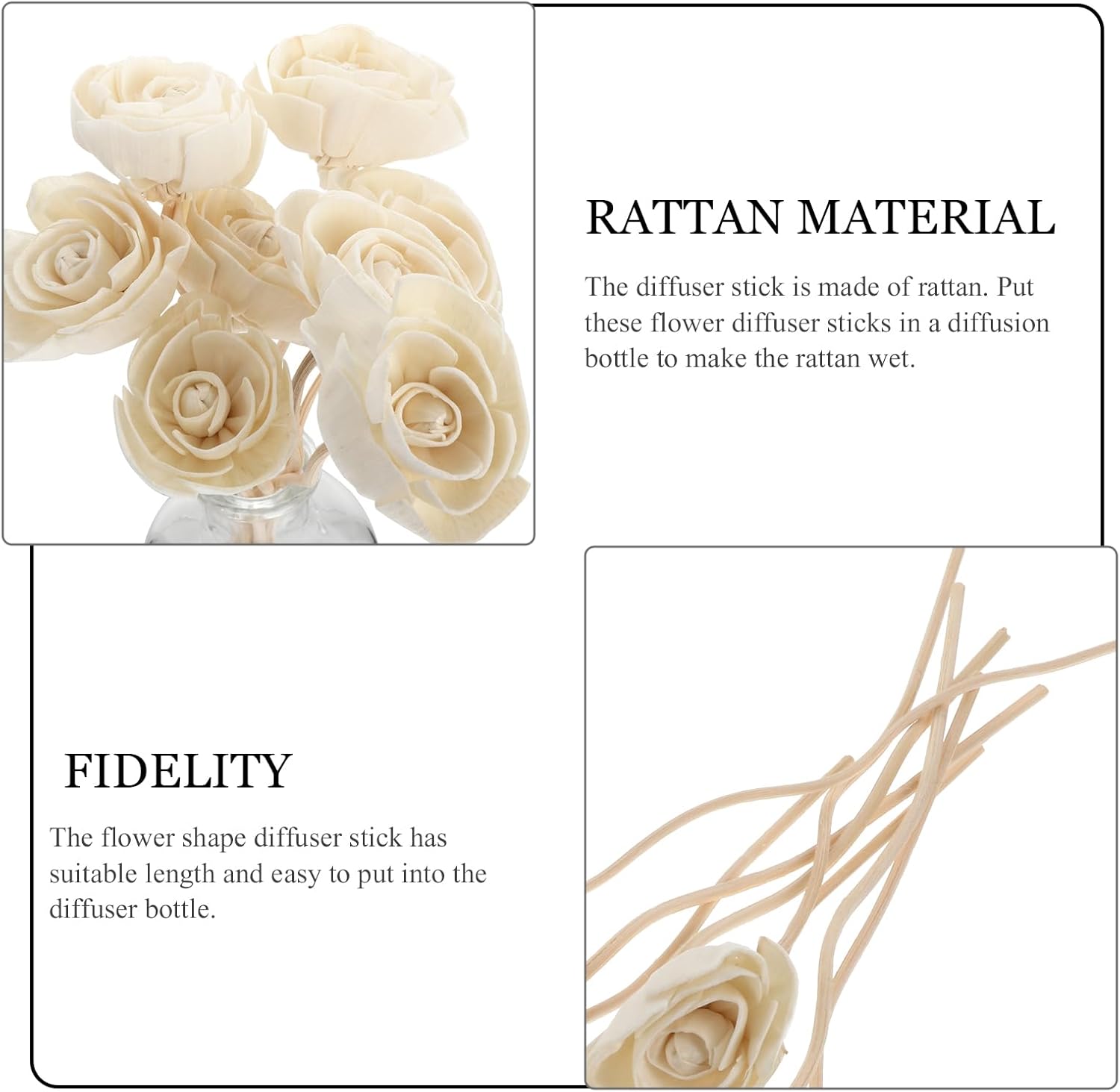8pcs Natural Rattan Sticks for Diffuser Oils Home Decor