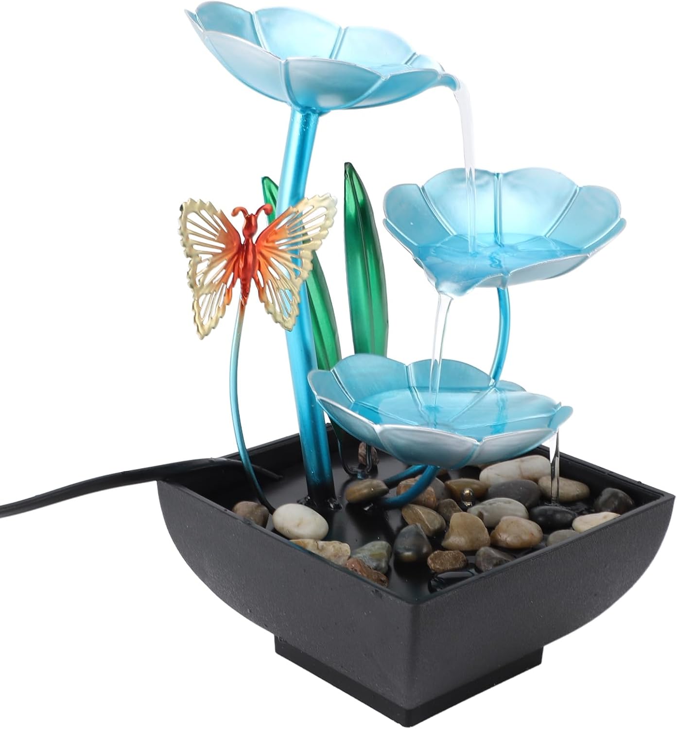 Tomotato Tabletop Fountain with LED Light and USB Pump