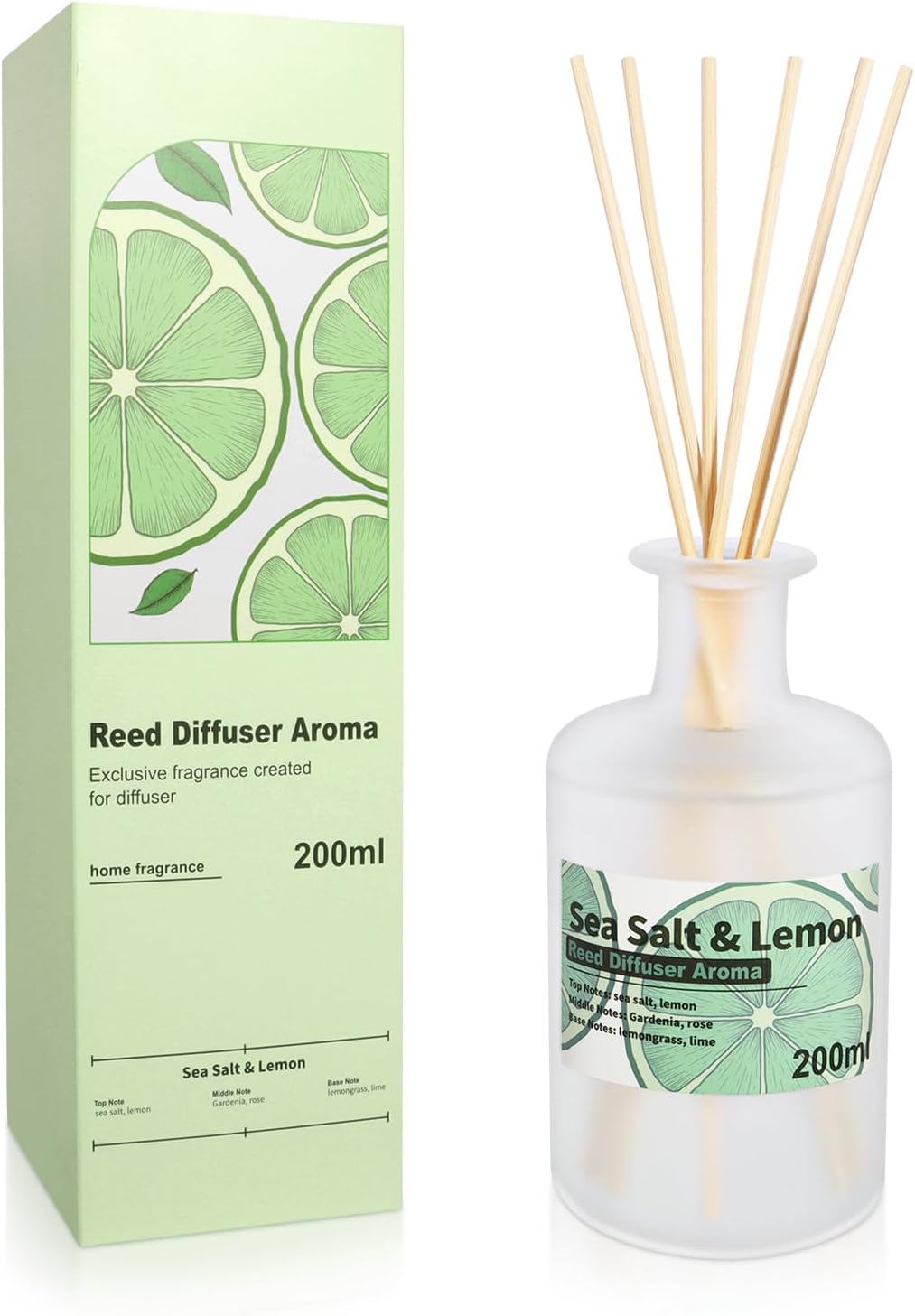 Sea Salt Lemon Reed Diffuser Set 200ml Long Lasting Aroma