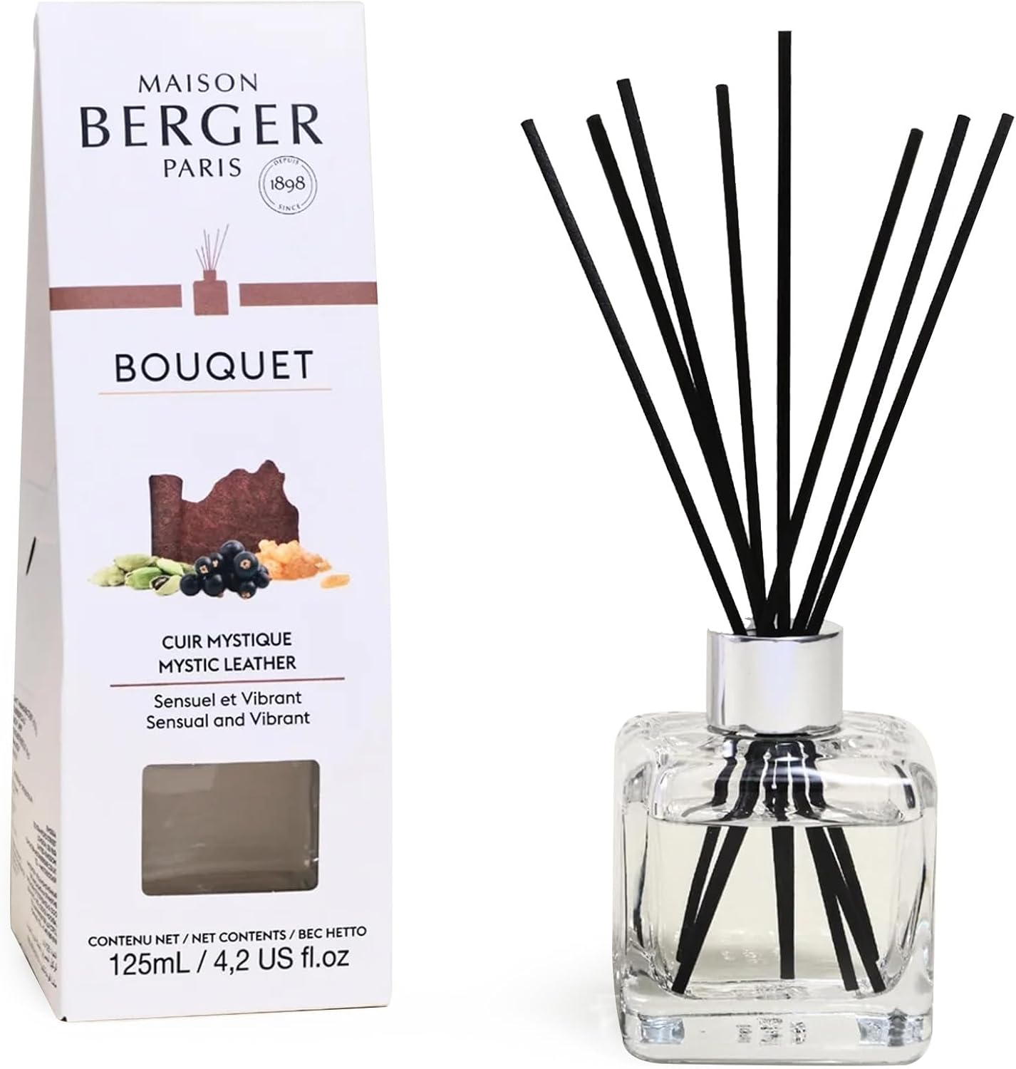 Maison Berger Reed Diffuser Cube Clear Mystic Leather