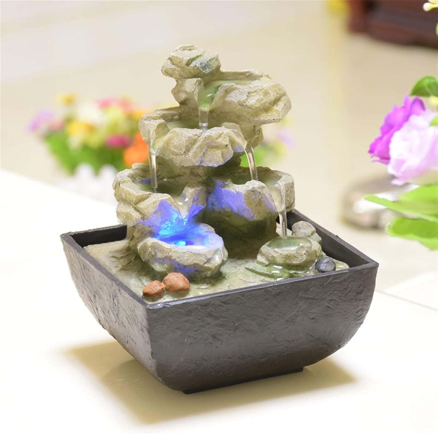 Tomyeus Tabletop Fountain Indoor Water Feature Fengshui Decor
