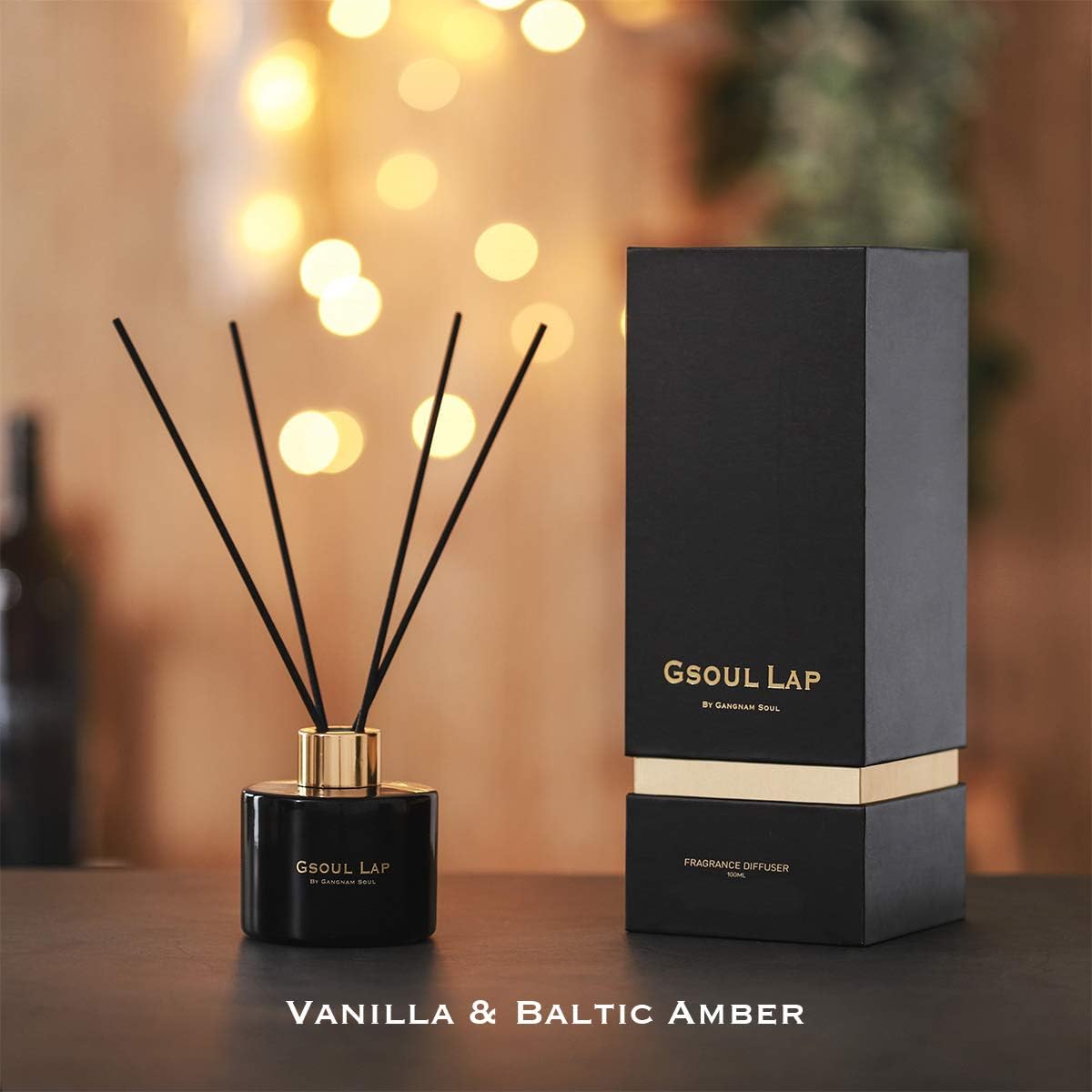 Vanilla Baltic Amber Black Reed Diffuser Set 100mL