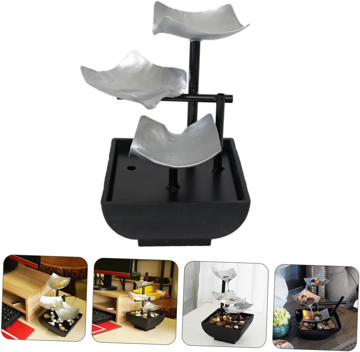 Alipis Solar Water Fountain Tabletop Waterfall Decor