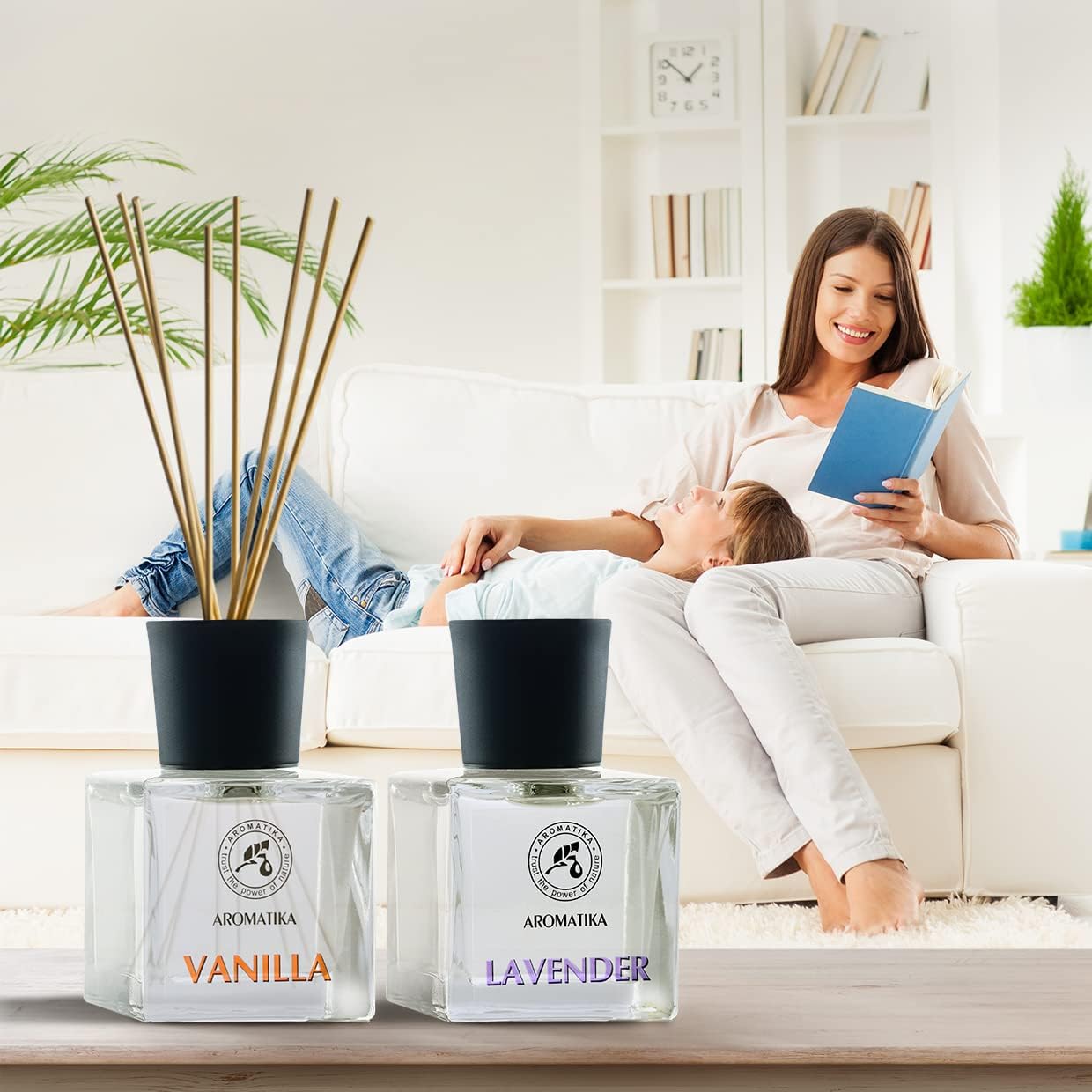 Vanilla Lavender Reed Diffuser Set with Essential Oil