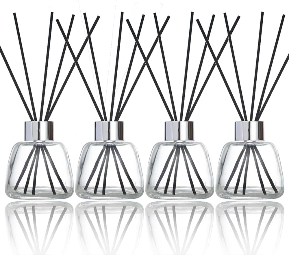 Kaxich 4 Pack Reed Diffuser Bottles with 30 Reeds 352 oz Refillable Essential Oil Diffuser Set for Home Decor