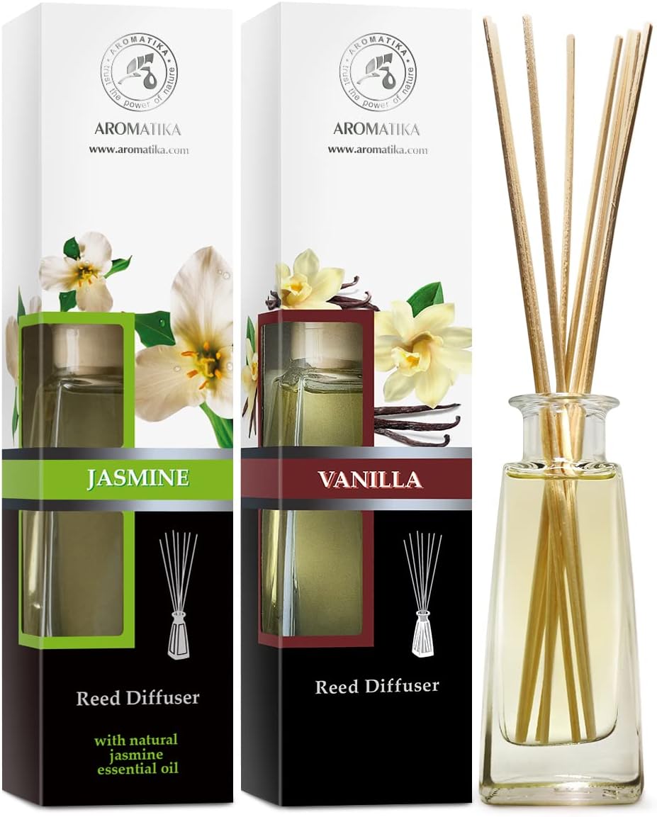 Aromatika Jasmine and Vanilla Reed Diffuser Set
