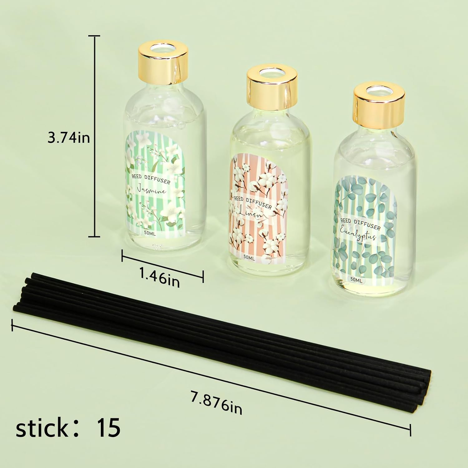 3 Pack Linen Eucalyptus Jasmine Reed Diffuser Set