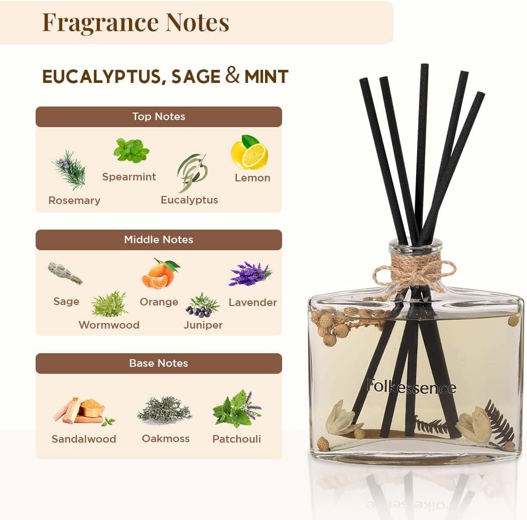 Folkulture Reed Diffusers for Home with 5 Sticks