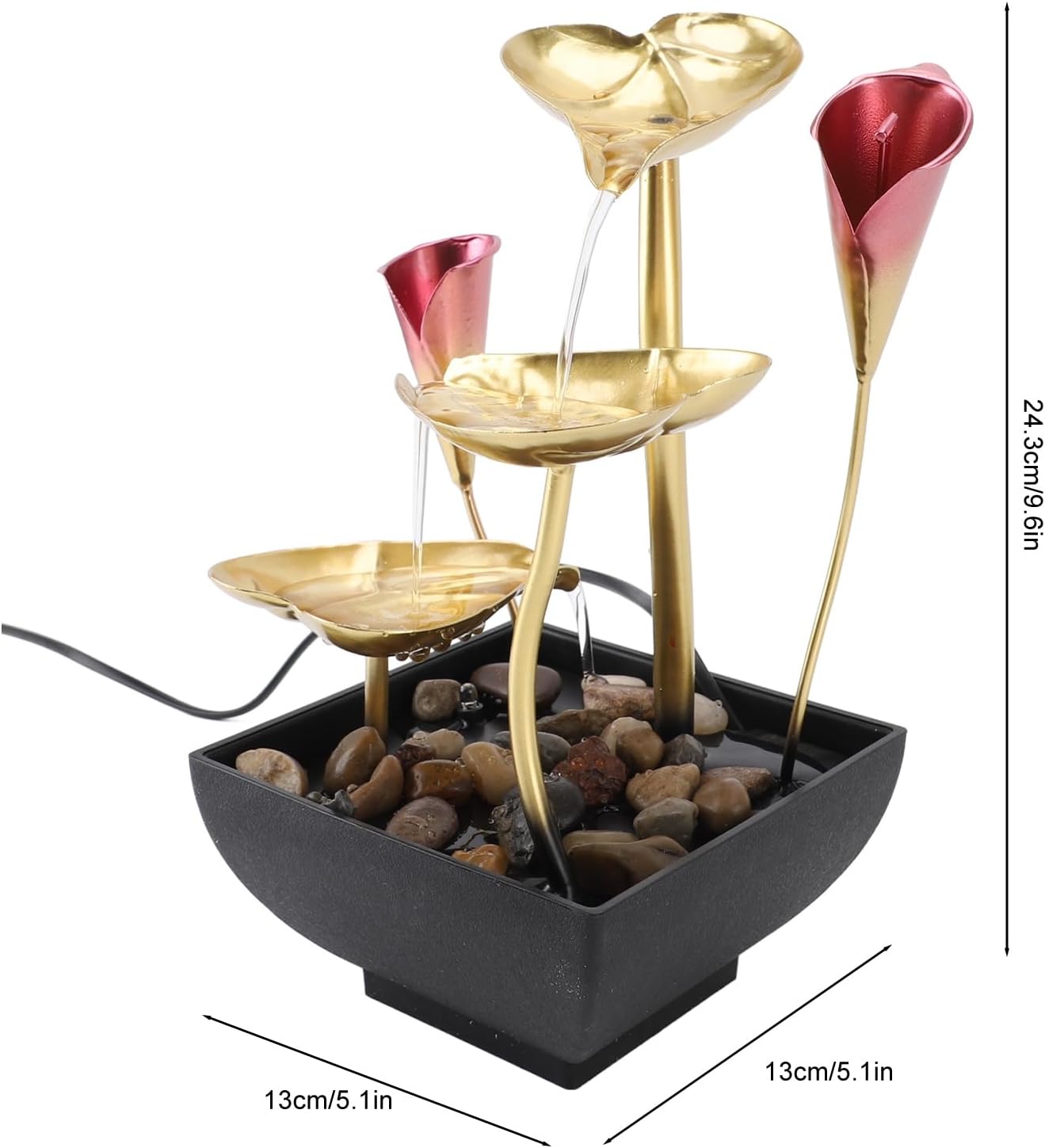 Tomotato Tabletop Fountain with LED Light and USB Power
