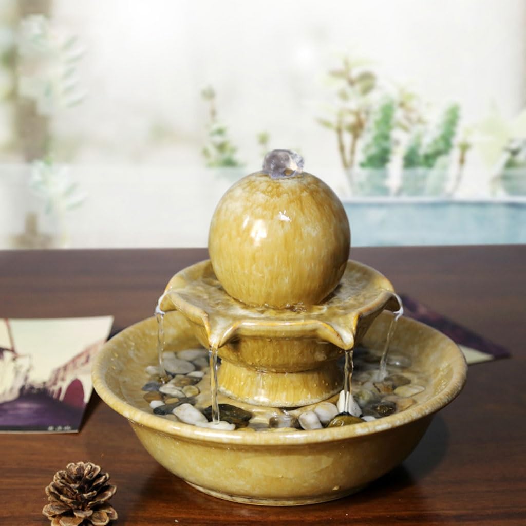BABETRUE Tabletop Fountain Ceramic Water Feature Modern Decor