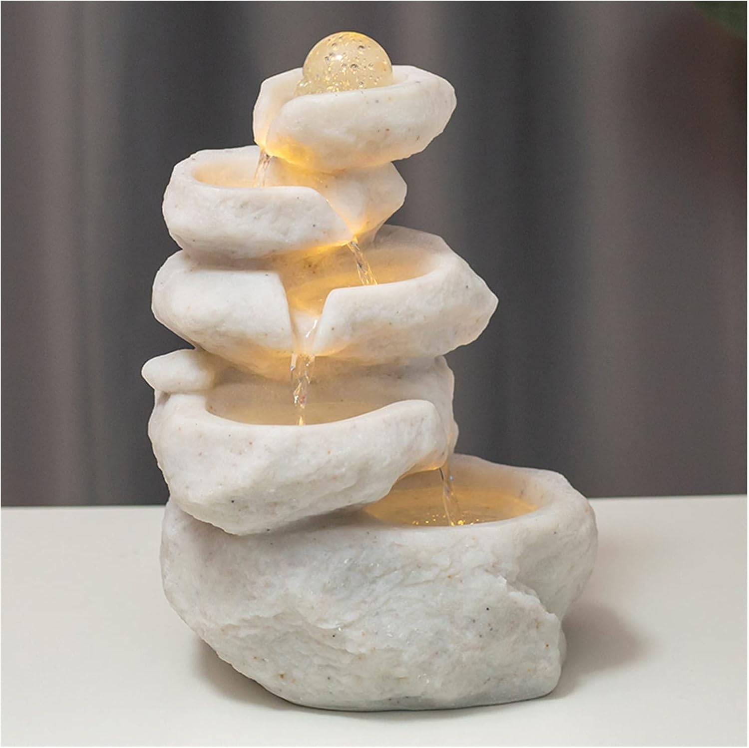 Desktop Fountain with LED Lights and Soothing Waterfall Sound