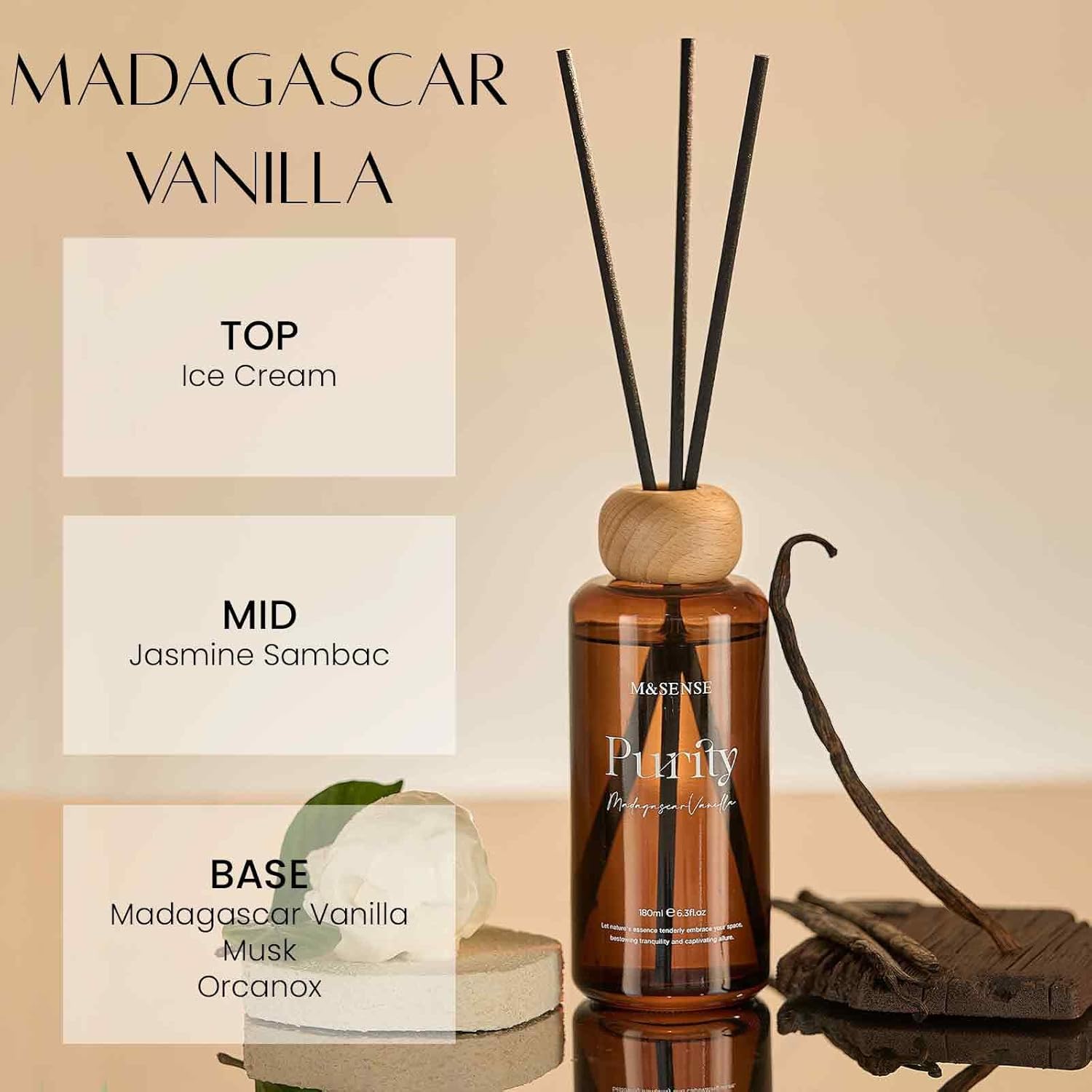MSENSE Madagascar Vanilla Reed Diffuser Set
