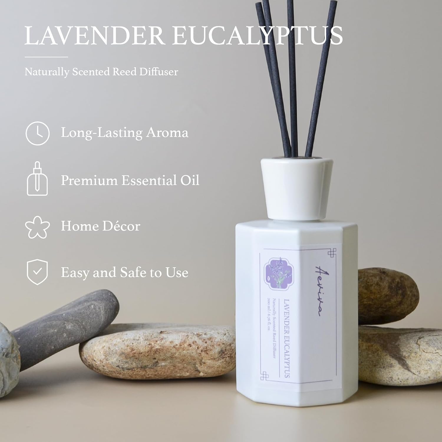 Aeviva Reed Diffuser Set with Lavender Eucalyptus Scent