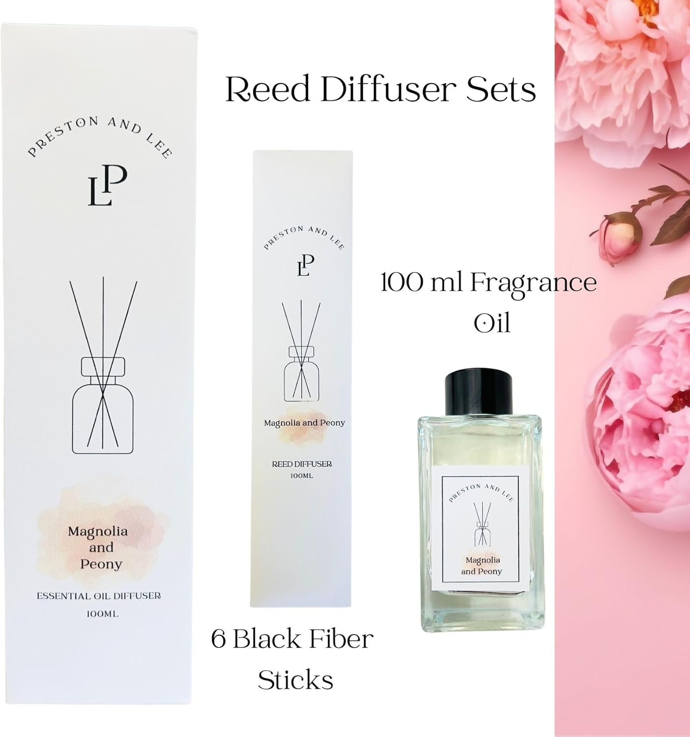 Preston and Lee Magnolia Peony Reed Diffuser Set
