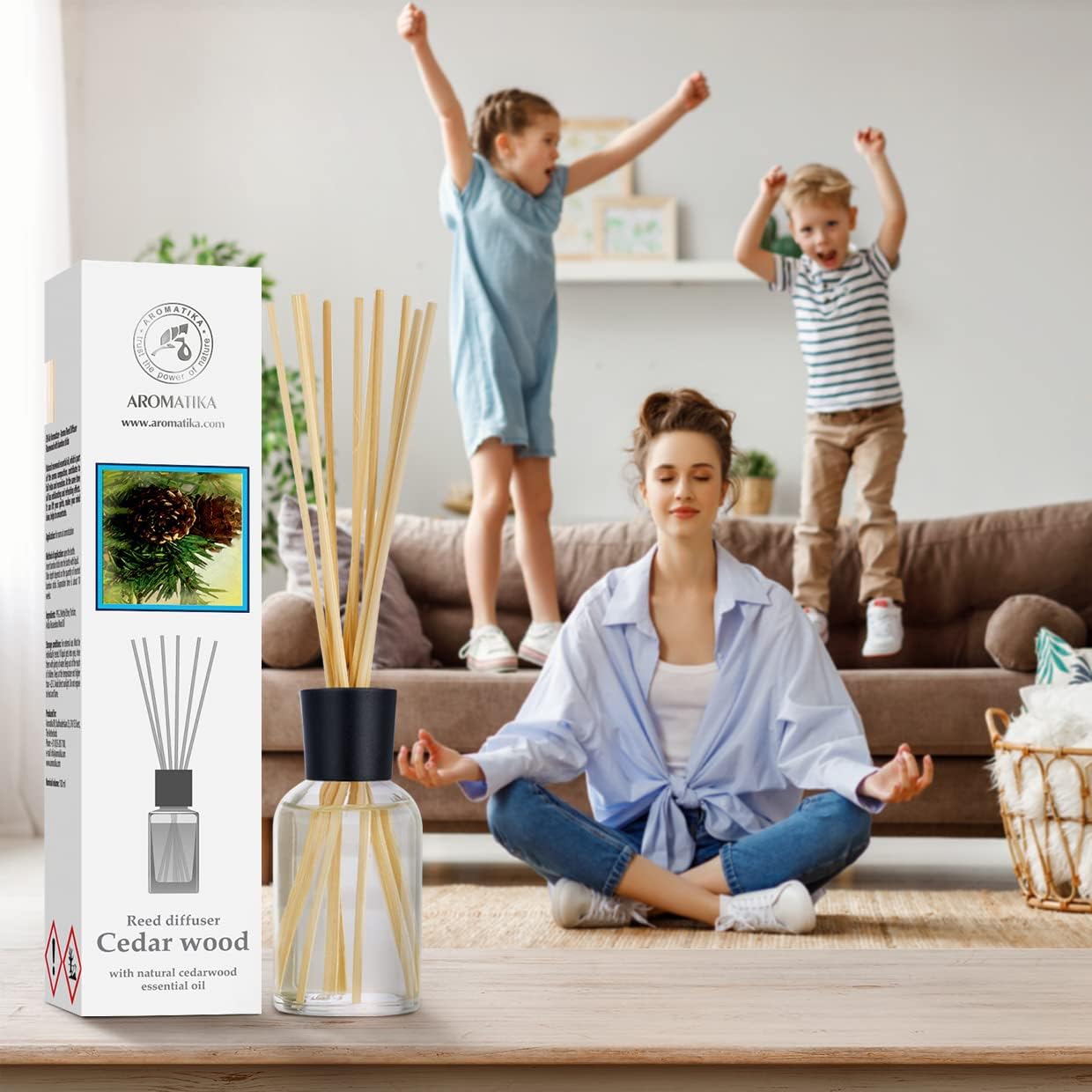 Cedarwood Reed Diffuser 34 Fl Oz - Natural Aromatherapy Set