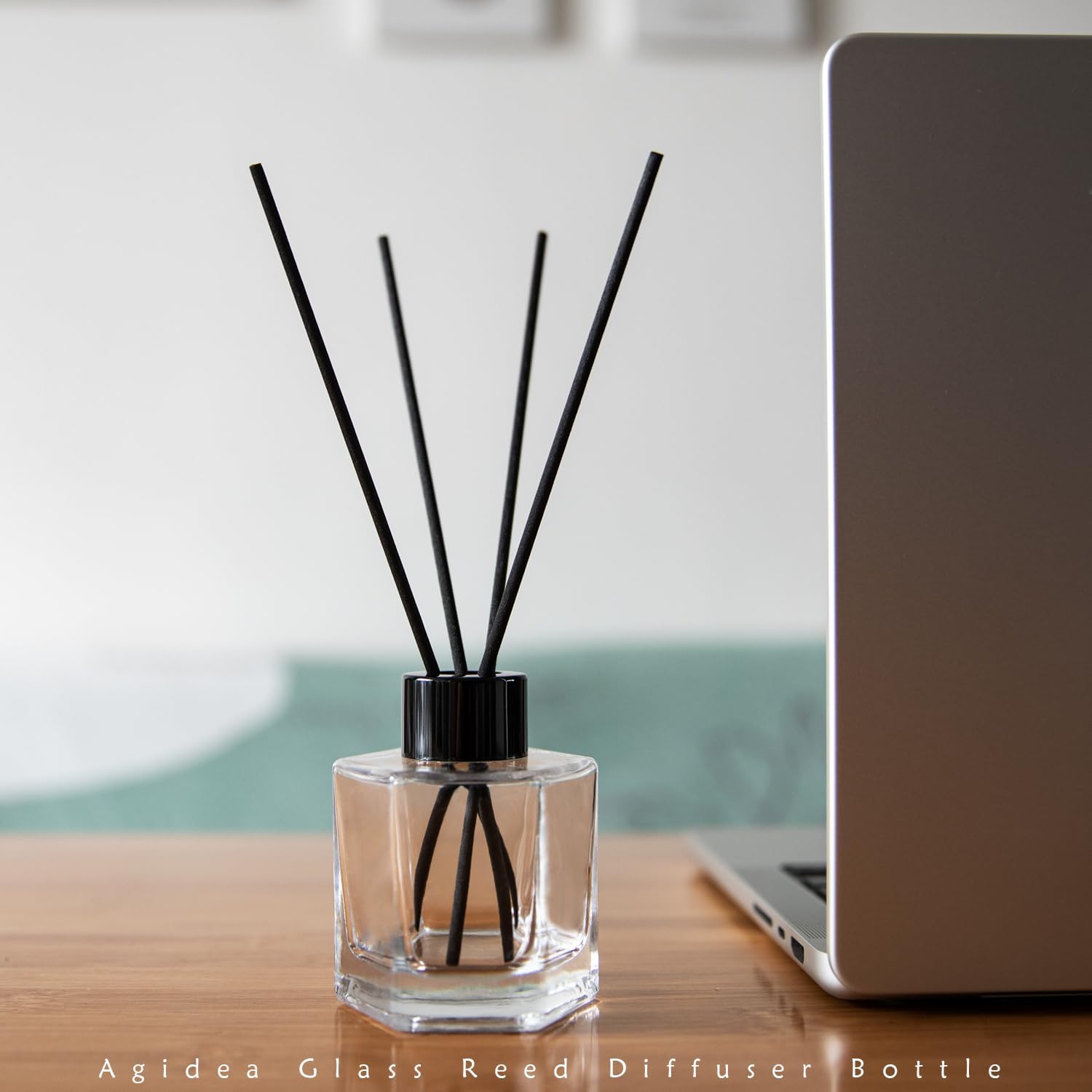 4PCS Clear Glass Diffuser Bottles with Black Caps and Sticks