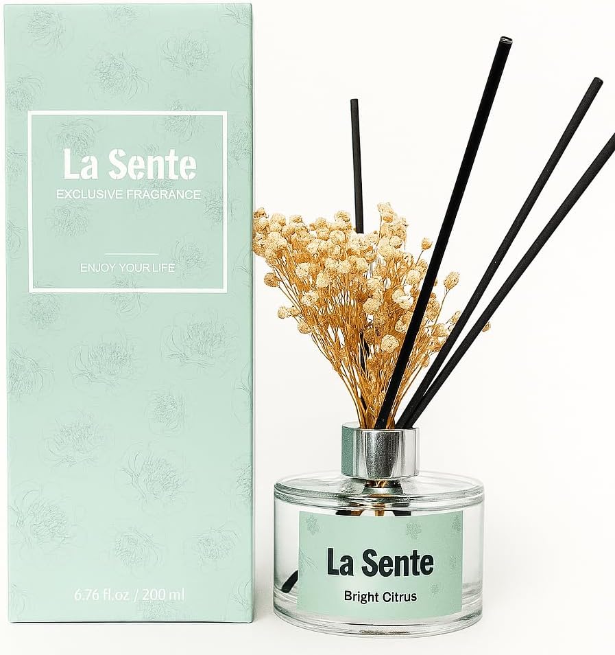 Citrus Reed Diffuser Set with Glass Bottle and Black Reeds
