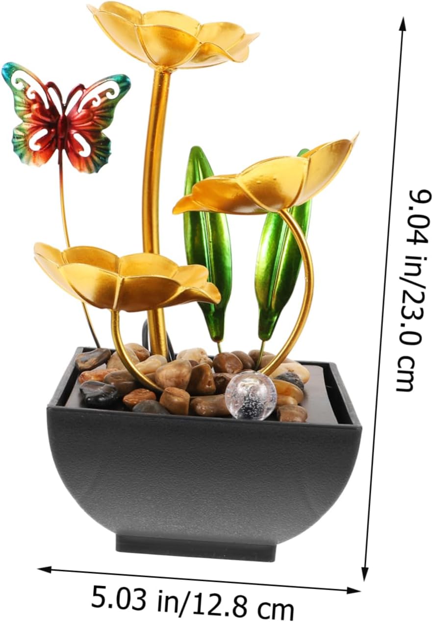 Cabilock Tabletop Water Fountain Lotus Leaf Design USB Powered Indoor Decor Ornament for Home Office