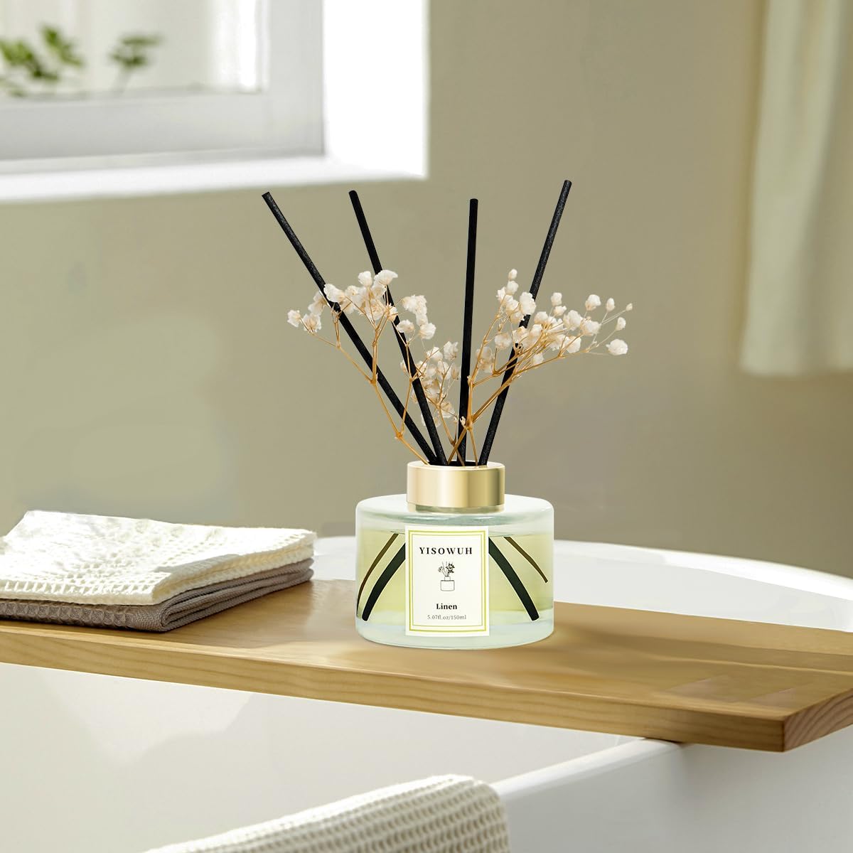 Linen Scent Reed Diffuser Set with 8 Sticks