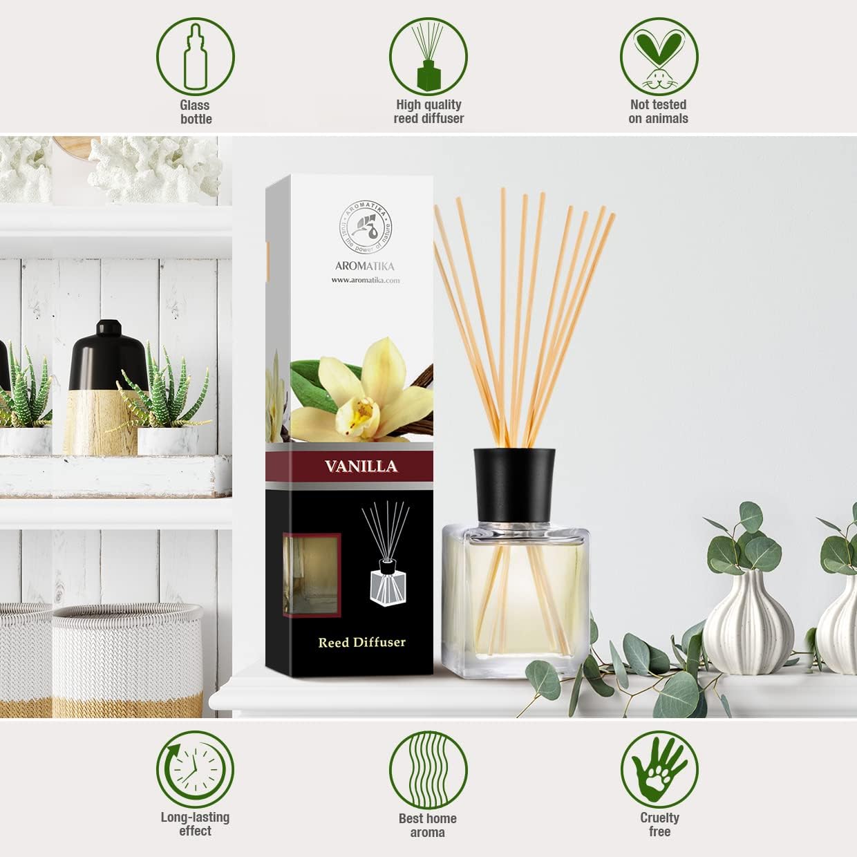 Vanilla Essential Oil Reed Diffuser Set 68 Fl Oz