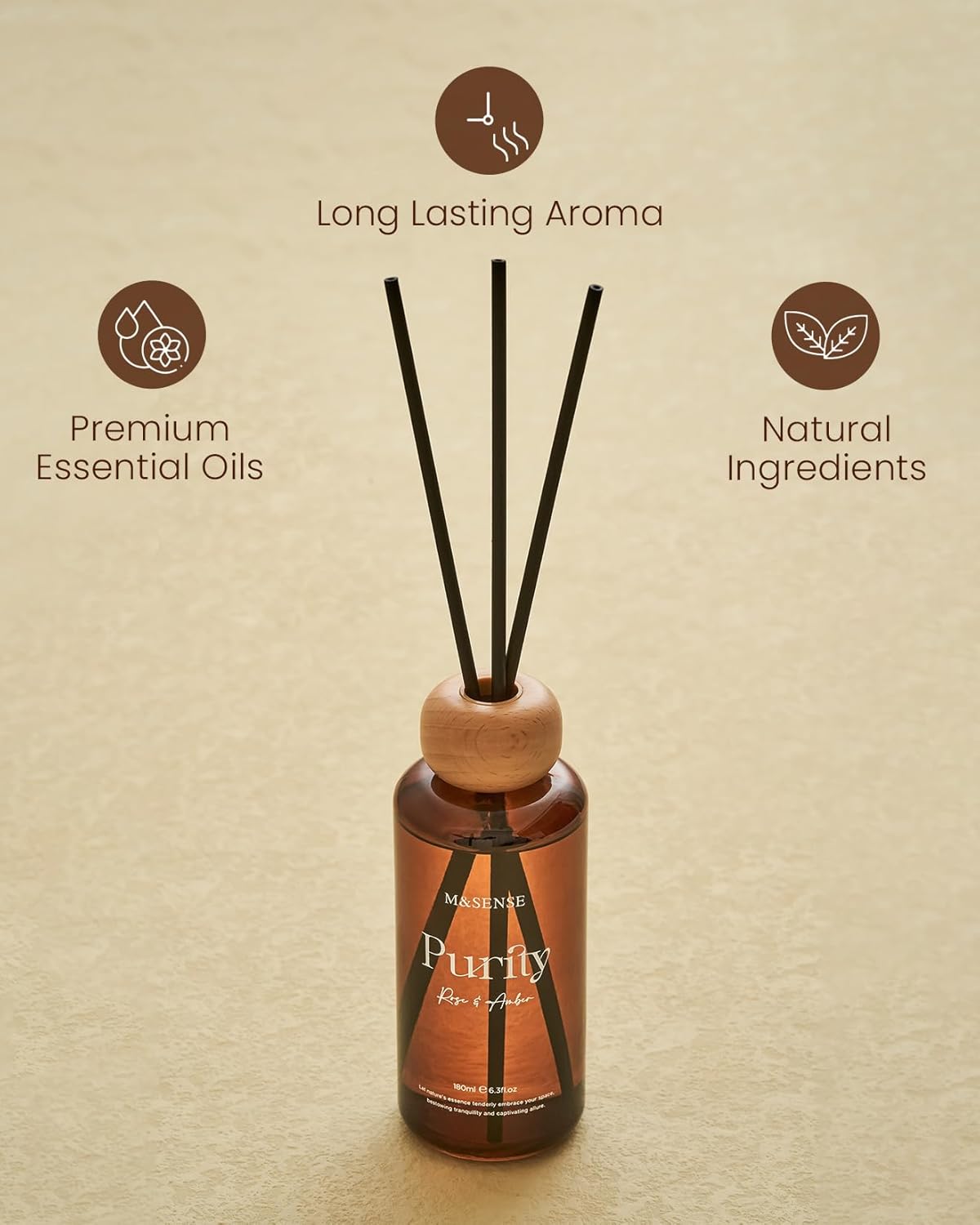 MSENSE Rose Amber Reed Diffuser Set 63 Fl Oz