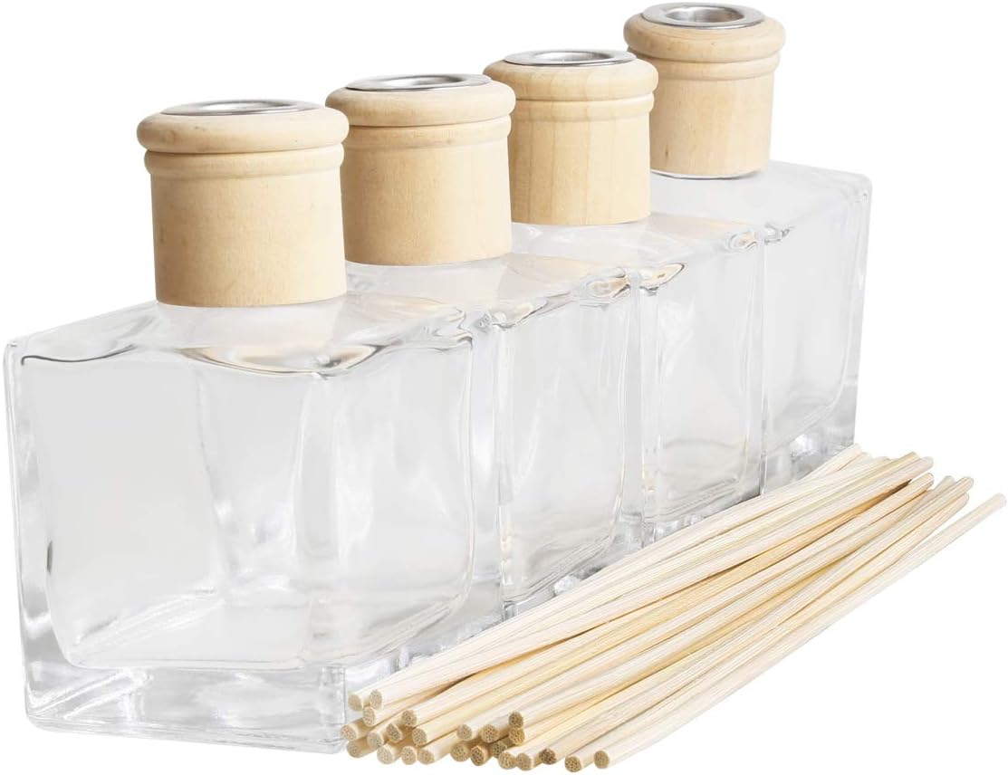 Crazy Huayi Reed Diffuser Set of 4 Glass Bottles with Rattan Sticks 200ml