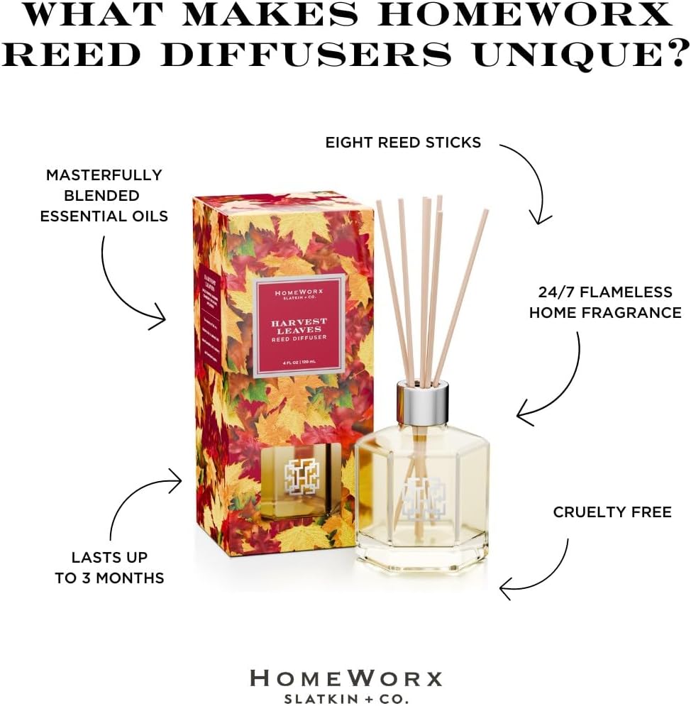 HomeWorx by SLATKIN CO Harvest Leaves Reed Diffuser Set