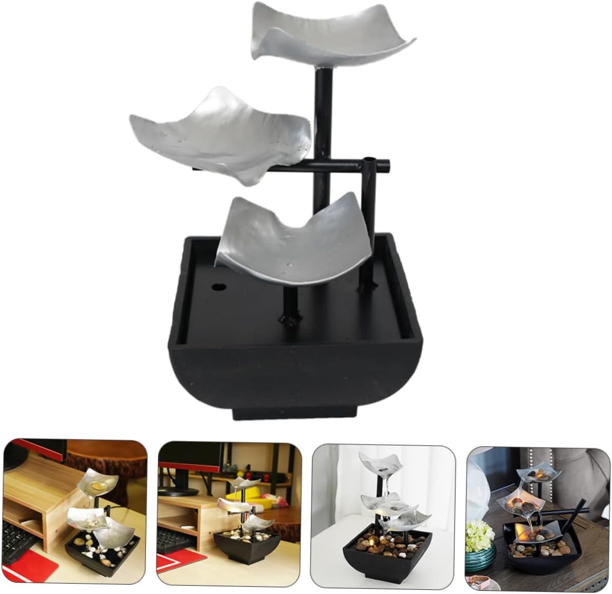 Small Indoor Metal Tabletop Waterfall Fountain Decor
