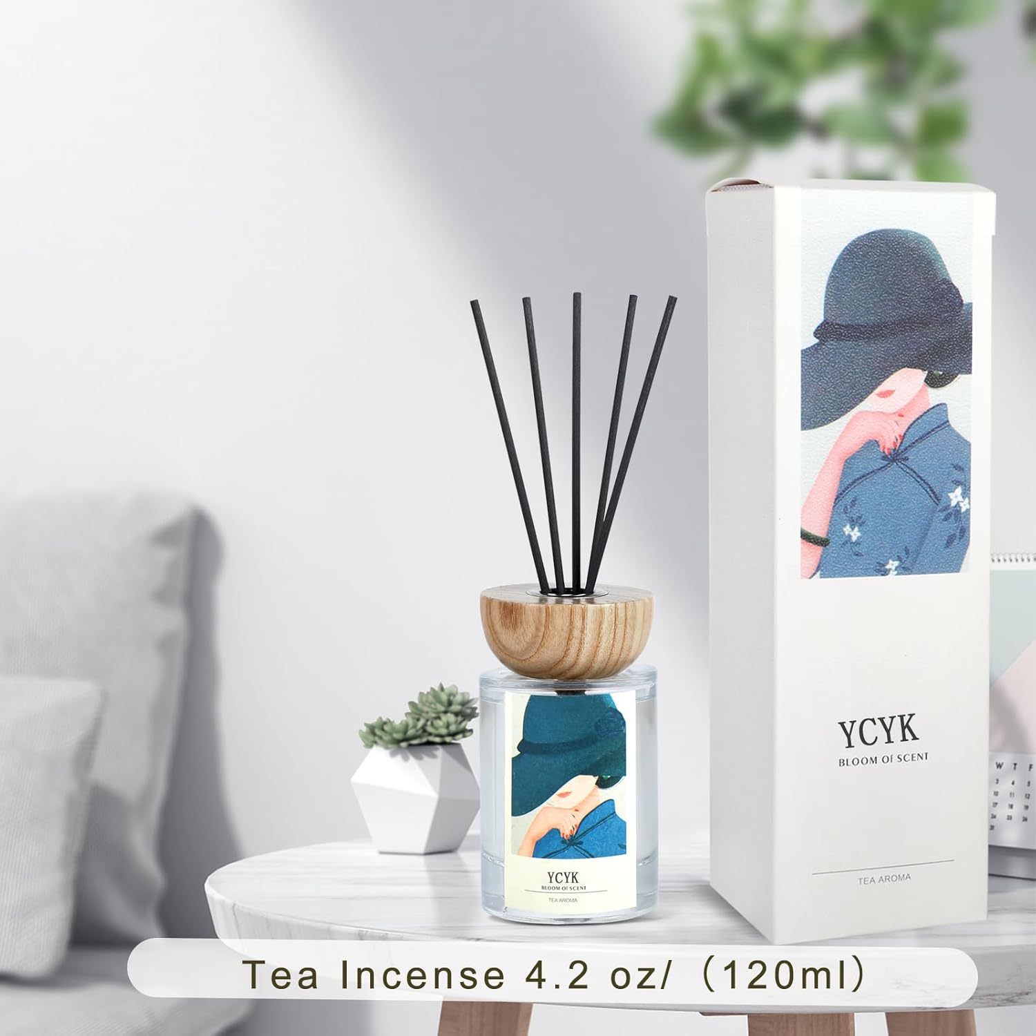 Ycyk Reed Diffuser Set with Jasmine Gardenia Scent Oil