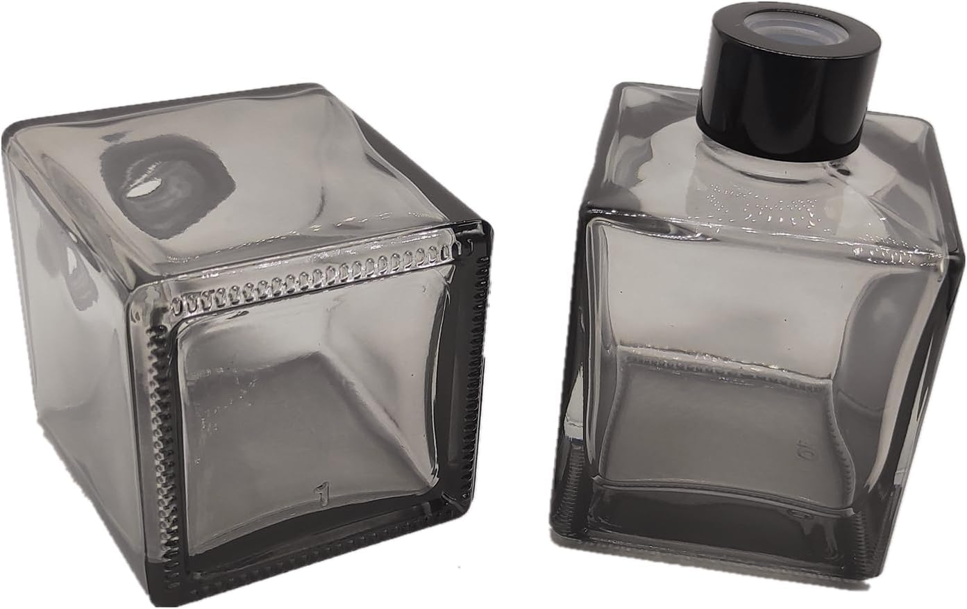 PimyRcyi Reed Diffuser Set 4pcs 200ml Square Glass Jar With Black Sticks For DIY Fragrance Replacement