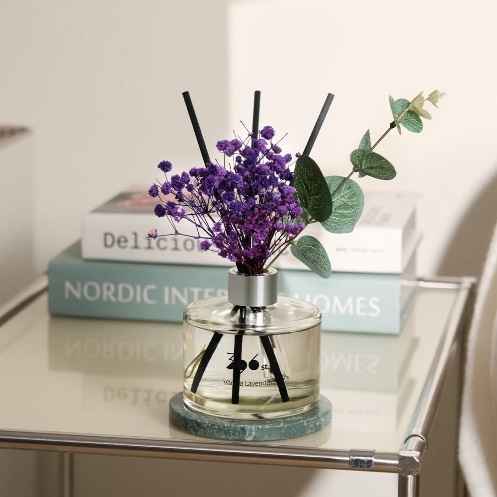 396 St Preserved Babys Breath Reed Diffuser Set Vanilla Lavender