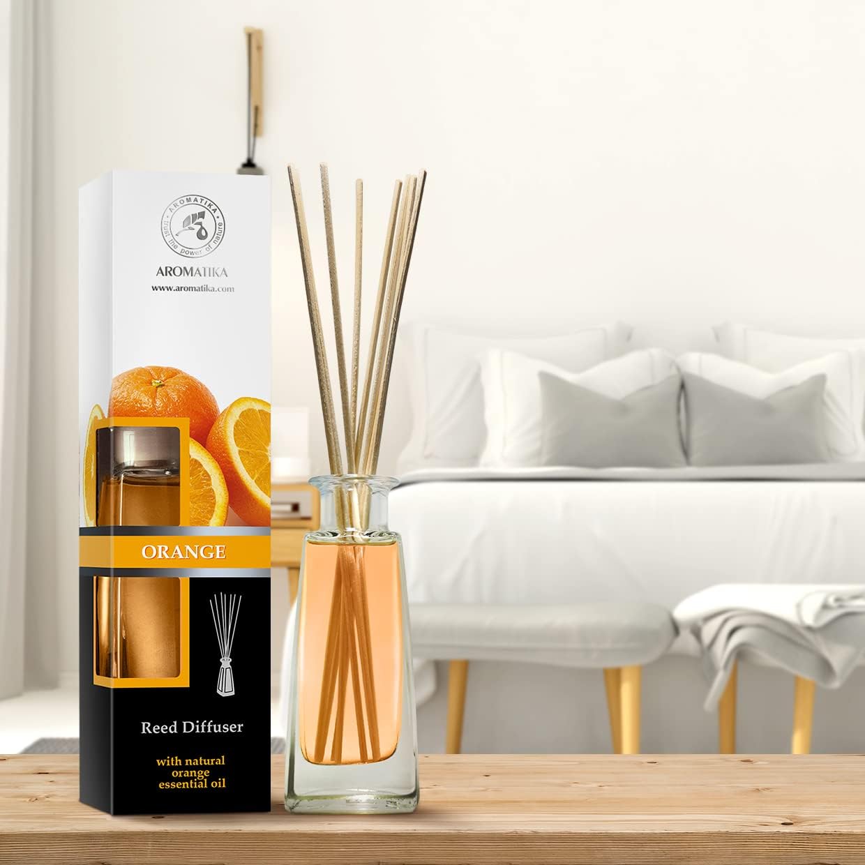 Orange Diffuser with Essential Oil 34 Fl Oz Set